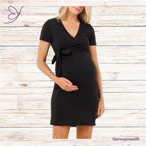 Hello Miz Maternity Black Tie-Accent Maternity/Nursing Dress~NWT